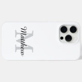 Moderne zwarte en witte monogram script naam Case-Mate iPhone case (Achterkant (horizontaal))