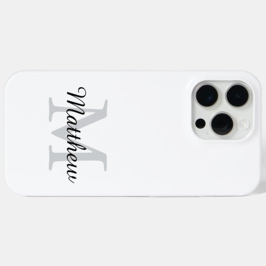 Moderne zwarte en witte monogram script naam Case-Mate iPhone case (Achterkant (horizontaal))