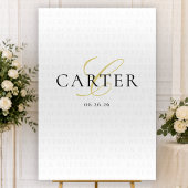 Moderne Zwarte en Witte Monogram Trouw Achtergrond Wandkleed