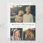 Moderne zwarte en witte multi-foto, prettig kerstf feestdagenkaart (Voorkant)