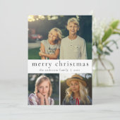 Moderne zwarte en witte multi-foto, prettig kerstf feestdagenkaart (Staand voorkant)