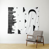 Moderne, zwarte en witte nachtelijke hemel wandkleed (In Situ (horizontaal))