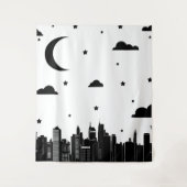 Moderne, zwarte en witte nachtelijke hemel wandkleed (Voorkant)