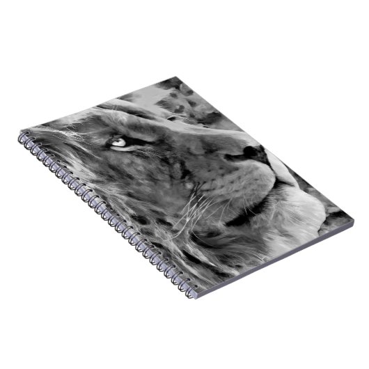 Moderne zwarte en witte olieverf van koning lion, notitieboek (Rechterzijde)