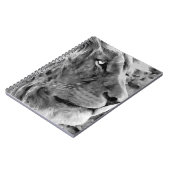Moderne zwarte en witte olieverf van koning lion, notitieboek (Linkerzijde)