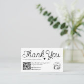 Moderne zwarte en witte orde dank u Qr-code Visitekaartje (Staand voorkant)