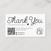 Moderne zwarte en witte orde dank u Qr-code Visitekaartje (Voorkant)