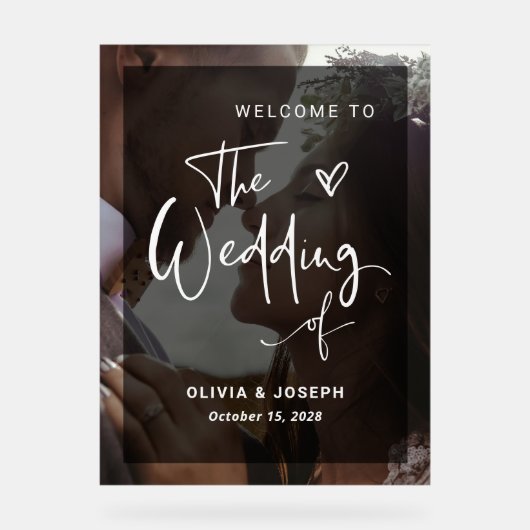 Moderne zwarte en witte overlay | Fotobruiloft Acryl Bord (Voorkant)