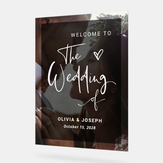 Moderne zwarte en witte overlay | Fotobruiloft Acryl Bord (Hoek)