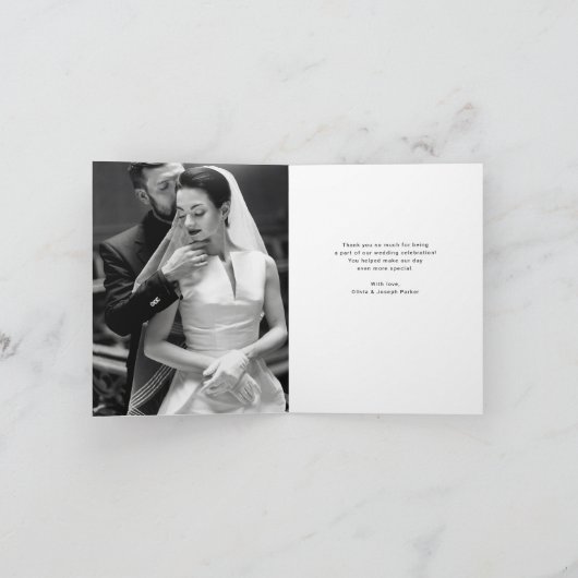 Moderne zwarte en witte overlay | Fotobruiloft Bedankkaart (Binnen)