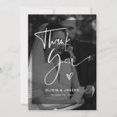 Moderne zwarte en witte overlay | Fotobruiloft Bedankkaart (Voorkant)