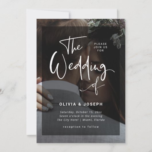 Moderne zwarte en witte overlay | Fotobruiloft Kaart (Voorkant)