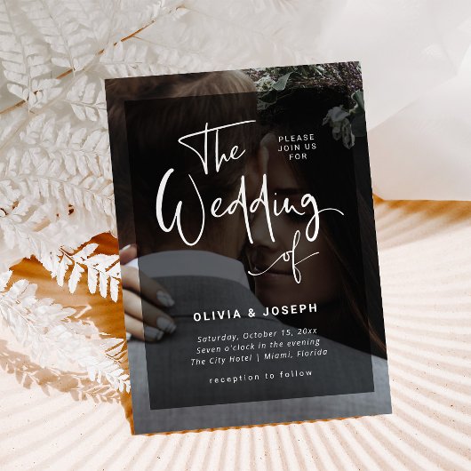 Moderne zwarte en witte overlay | Fotobruiloft Kaart