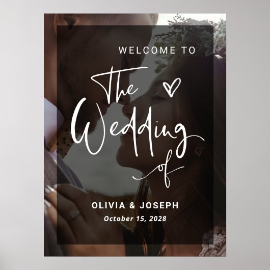 Moderne zwarte en witte overlay | Fotobruiloft Poster (Voorkant)