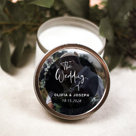 Moderne zwarte en witte overlay | Fotobruiloft Ronde Sticker