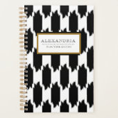Moderne zwarte en witte penseelstreken Persoonlijk Planner (Voorkant)
