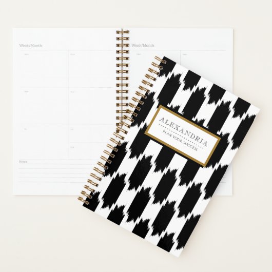 Moderne zwarte en witte penseelstreken Persoonlijk Planner (Display)