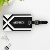 Moderne zwarte en witte persoonlijke aangepaste na bagagelabel