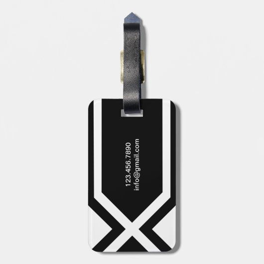 Moderne zwarte en witte persoonlijke aangepaste na bagagelabel (Achterkant verticaal)