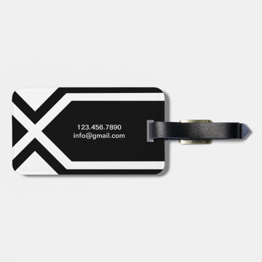 Moderne zwarte en witte persoonlijke aangepaste na bagagelabel (Achterkant horizontaal)