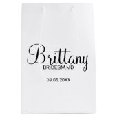 Moderne zwarte en witte persoonlijke videoroodmaïd medium cadeauzakje (Voorkant)