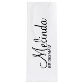 Moderne zwarte en witte persoonlijke videoroodmaïd wijn cadeautas (Voorkant)