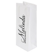 Moderne zwarte en witte persoonlijke videoroodmaïd wijn cadeautas (Voorkant Gekanteld)