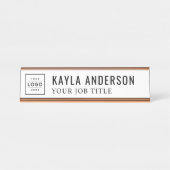 Moderne zwarte en witte persoonlijke zakelijke Log Bureau Naambordje (Voorkant)