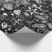 Moderne, zwarte en witte, platte inkool cadeaupapier (Hoek)