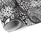 Moderne, zwarte en witte, platte inkool cadeaupapier (Rol Hoek)