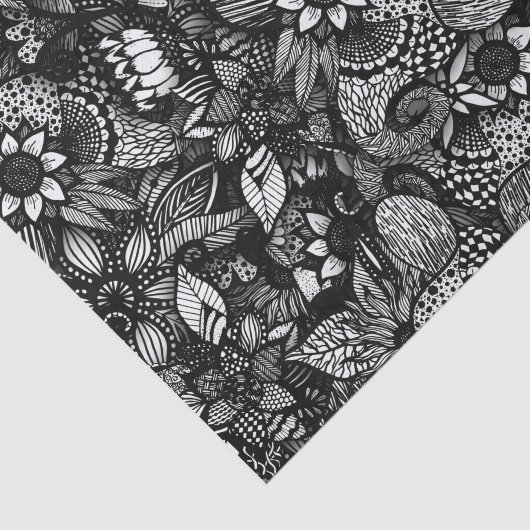 Moderne, zwarte en witte, platte inkool tissuepapier (Detail)