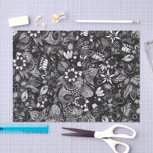 Moderne, zwarte en witte, platte inkool tissuepapier (Craft)