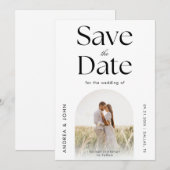 Moderne zwarte en witte pleister foto Schone vlakt Save The Date (Voorkant / Achterkant)