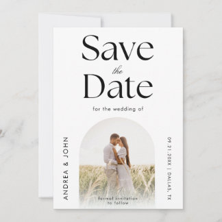 Moderne zwarte en witte pleister foto Schone vlakt Save The Date
