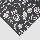 Moderne, zwarte en witte, populaire symbolen tissuepapier (Detail)