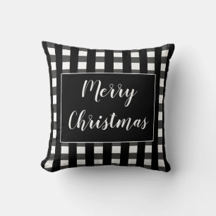 Moderne Zwarte En Witte Prettig Kerstmis Chic Kussen