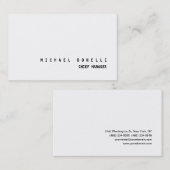 Moderne, zwarte en witte, professionele minimalist visitekaartje (Voorkant / Achterkant)