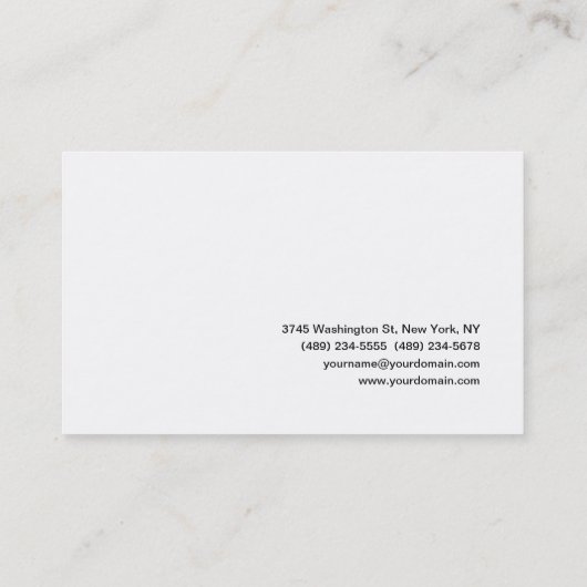 Moderne, zwarte en witte, professionele minimalist visitekaartje (Achterkant)