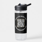 Moderne zwarte en witte QR-code, aangepaste tekst Waterfles (Links)