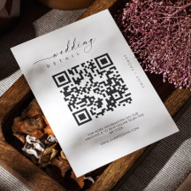 Moderne Zwarte en Witte QR Code Trouwkaart