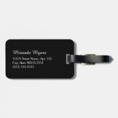 Moderne zwarte en witte Quatrefoil Monogramnaam Bagagelabel (Achterkant horizontaal)