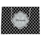 Moderne zwarte en witte Quatrefoil Monogramnaam Large Cadeautasje (Voorkant)