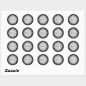 Moderne zwarte en witte Quatrefoil Monogramnaam Ronde Sticker (Vel)