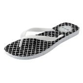 Moderne zwarte en witte Quatrefoil Monogramnaam Teenslippers (Schuin)