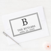 Moderne Zwarte en Witte Rechthoekige Sticker (Envelop)