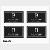 Moderne Zwarte en Witte Rechthoekige Sticker (Vel)