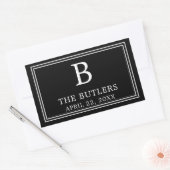 Moderne Zwarte en Witte Rechthoekige Sticker (Envelop)
