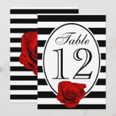 Moderne Zwarte en Witte Rode Rozen Trouw Tafelkaar Kaart (Voorkant / Achterkant)