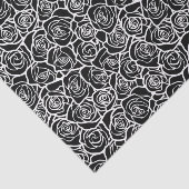 Moderne Zwarte en Witte Rozen Chic Bloempatroon Tissuepapier (Detail)