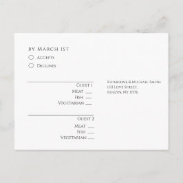 Moderne Zwarte en Witte RSVP Huwelijk Briefkaart